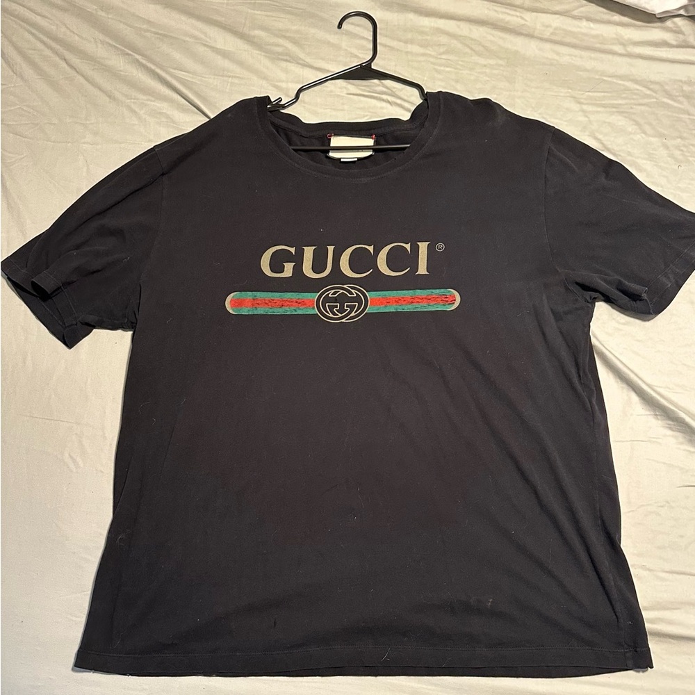 Gucci Black Short Sleeve Tee with Signature Logo